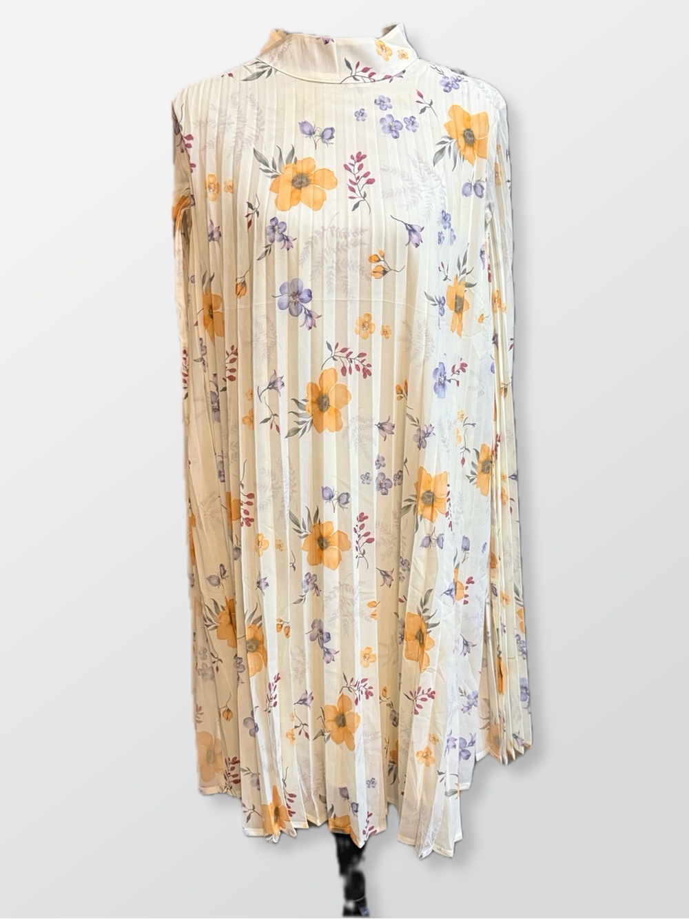 Cloak Sleeve Party Midi Dress
Mock Neck Pleated Keyhole Back Flowy Sz M